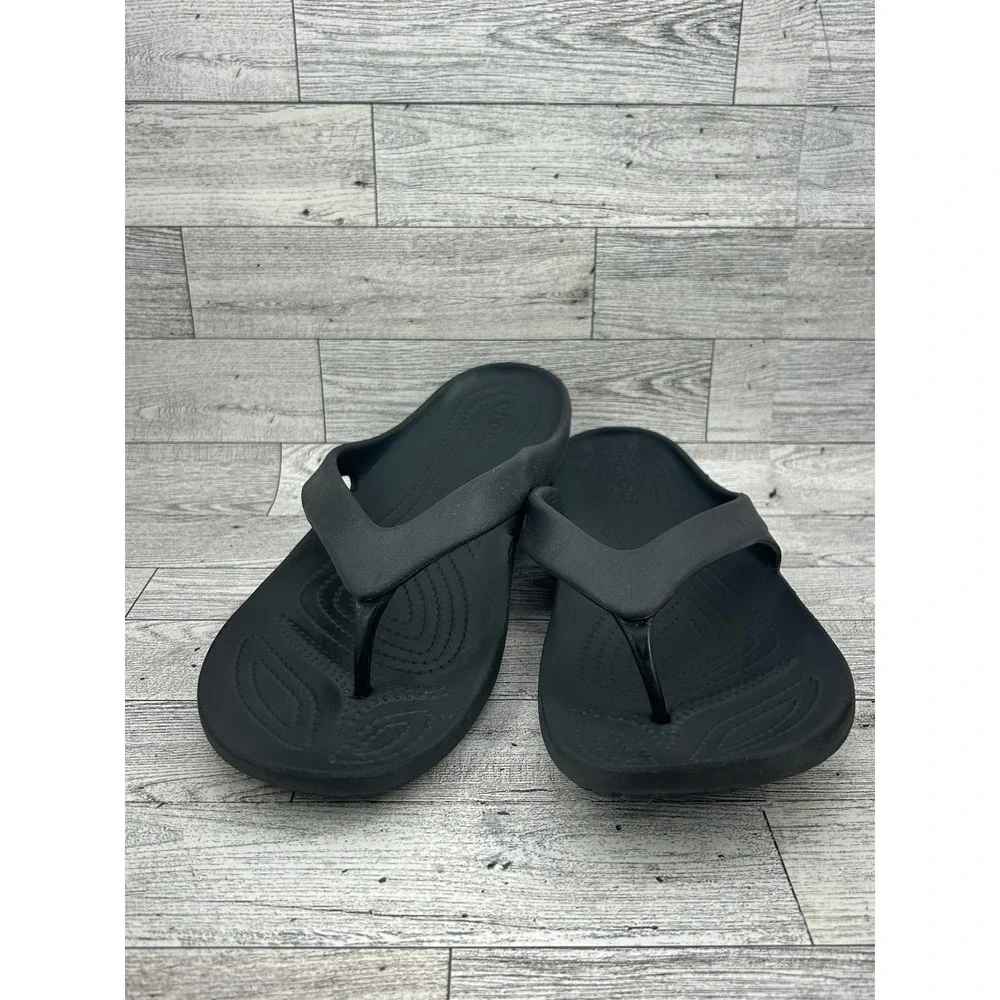 Crocs Womens Flip Flops Thong Sandals Iconic Comfort Black Lightweight Size W 11